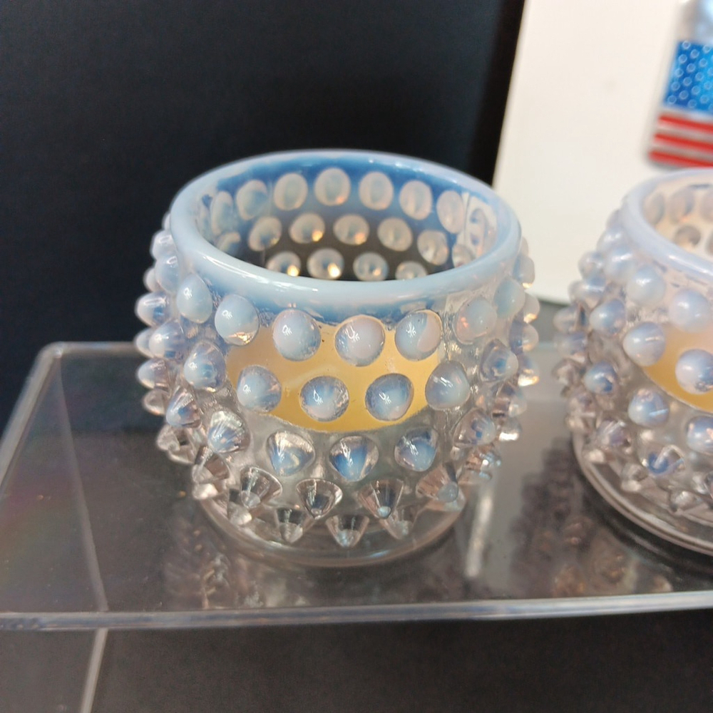 Fenton Candle Holders Pair Gorgeous Tealight Holders Very Good Condition - Picture 6 of 15